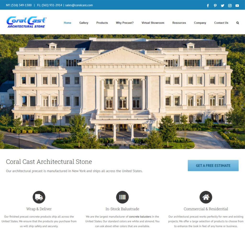 Coral Cast Architectural Stone website design by Web Visually