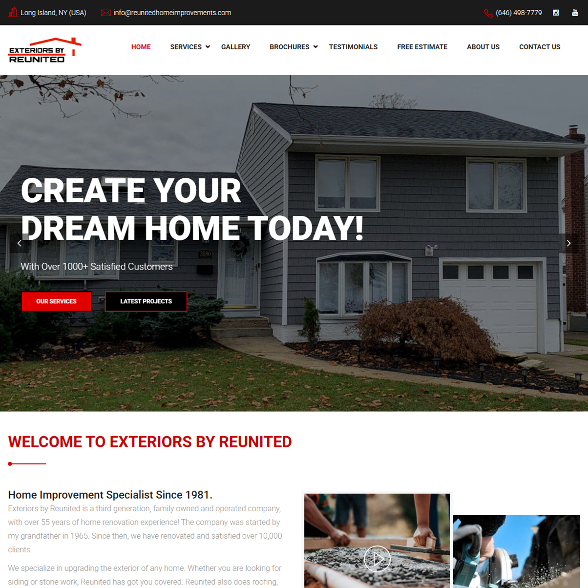 Exteriors by Reunited website design by Web Visually